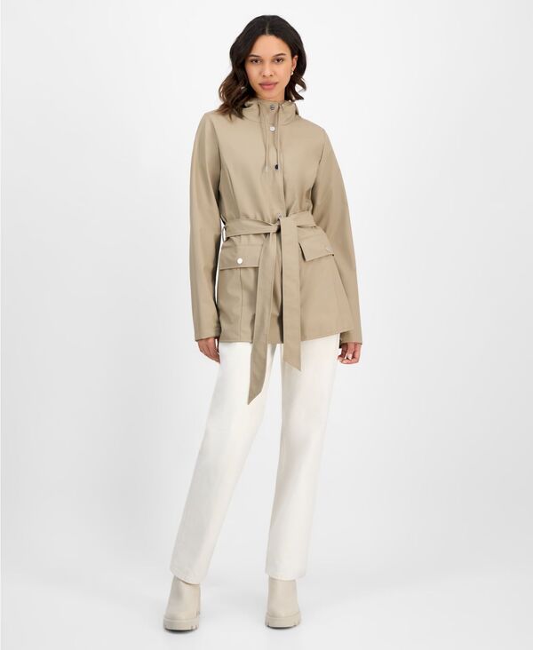 レインズ レディース アウター ジャケット・ブルゾン コート Rains Women's Tie-Waist Snap-Front Hooded Rain Coat Beige ベージュ