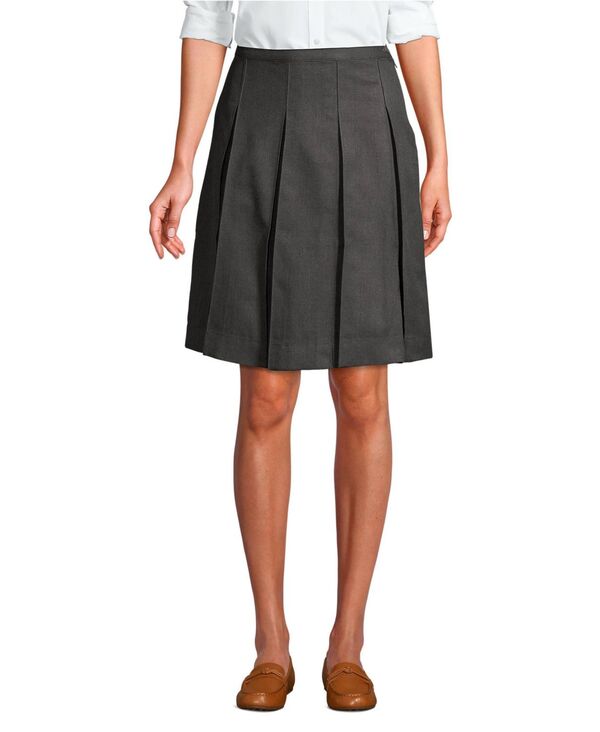 ランズエンド レディース ボトムス スカート プラスサイズ Lands' End Women's Plus Size Solid Top of Knee Box Pleat Skirt Academic gray グレー