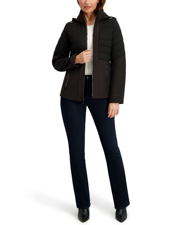 ナウティカ レディース アウター ジャケット・ブルゾン コート フリース Nautica Women's Fleece-Lined Hooded Softshell Coat Black ブラック｜ReVida 店