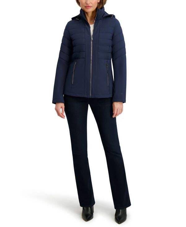 ナウティカ レディース アウター ジャケット・ブルゾン コート フリース Nautica Women's Fleece-Lined Hooded Softshell Coat Navy ネイビー|ReVida 店