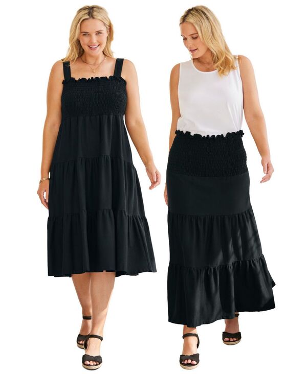 ウーマン ウィズイン レディース トップス ワンピース プラスサイズ スカート Woman Within Plus Size Convertible Dress To Skirt Black ブラック
