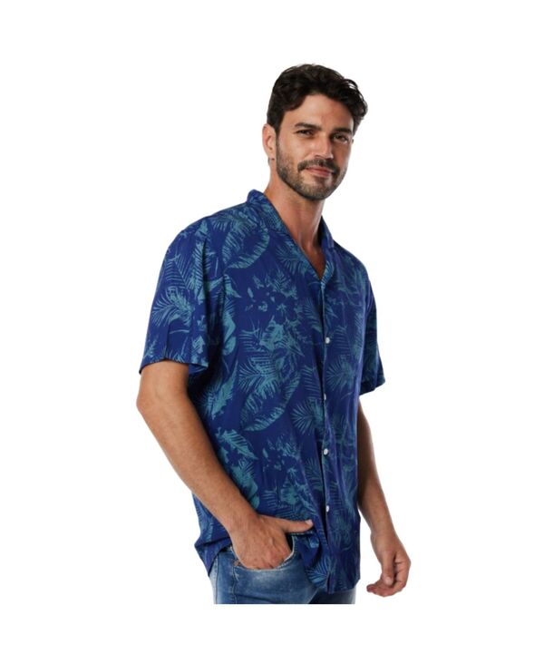 ミオマリオ メンズ トップス プルオーバー 落ちこむ Mio Marino Mens Casual Button-Down Hawaiian Short Sleeve Shirt Palms batik