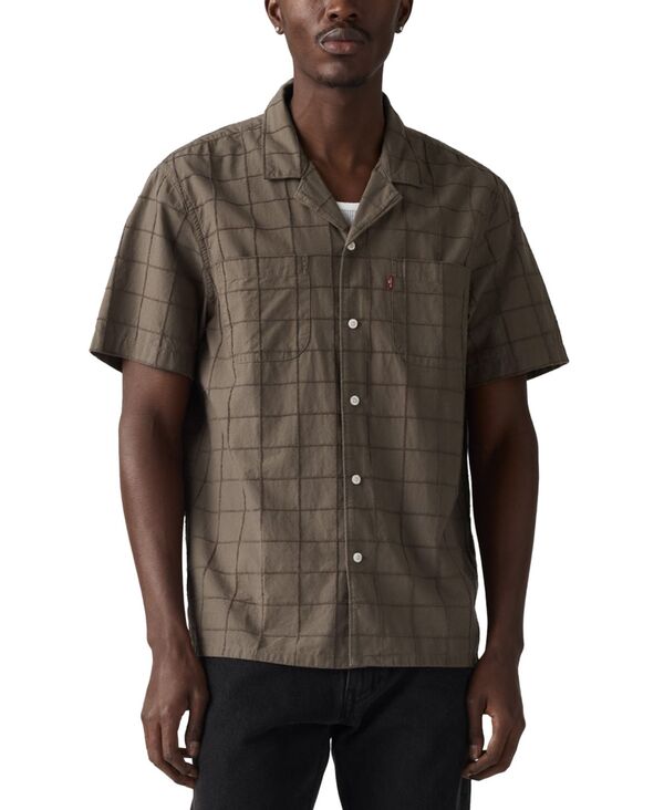 リーヴァイズジーンズ メンズ トップス プルオーバー Levi\u0027s Men\u0027s Relaxed-Fit Camp Collar Shirt Bungee Cord