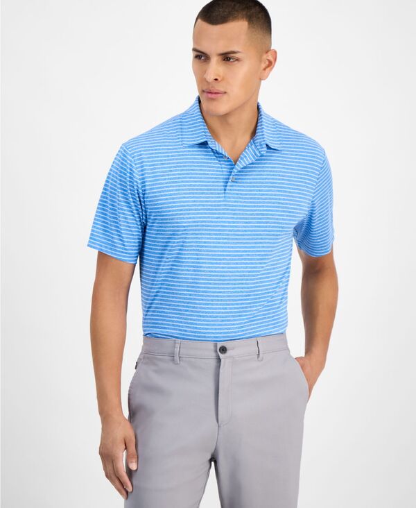 ピージーエーツアー メンズ トップス ポロシャツ PGA TOUR Men's Heathered Stripe Golf Polo Shirt Light Indigo インディゴ 8,610円