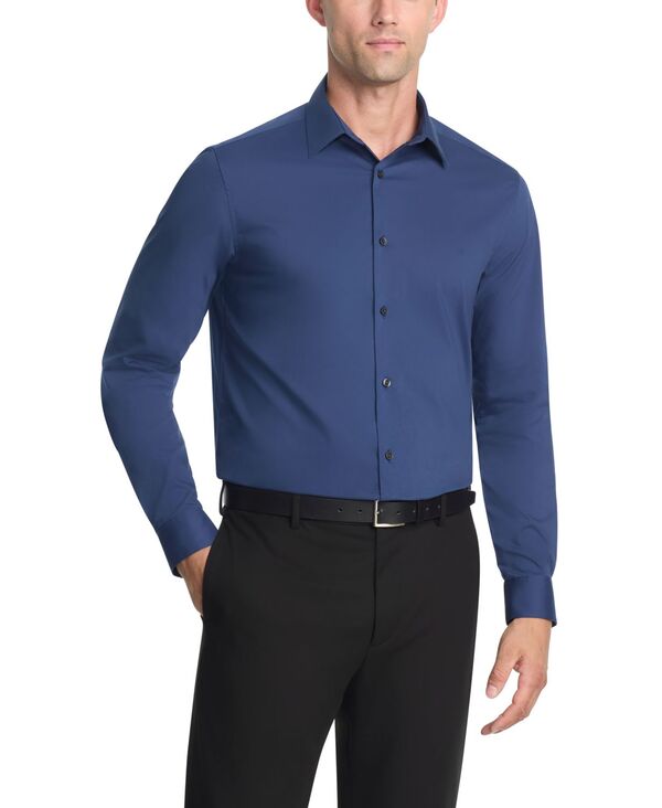 カルバンクライン メンズ トップス シャツ Calvin Klein Men's Flex Collar Dress Shirt Steel Blue ブルー