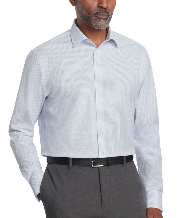 カルバンクライン メンズ トップス シャツ レギュラーフィット コットン Calvin Klein Men's Refined Cotton Stretch Regular Fit Dress Shirt Blue Multi ブルー|ReVida 店