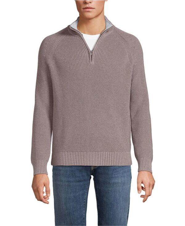 ランズエンド メンズ アウター ニット・セーター ハーフジップ セーター Lands End Men Drifter Quarter Zip Sweater Light bark heather ヘザー