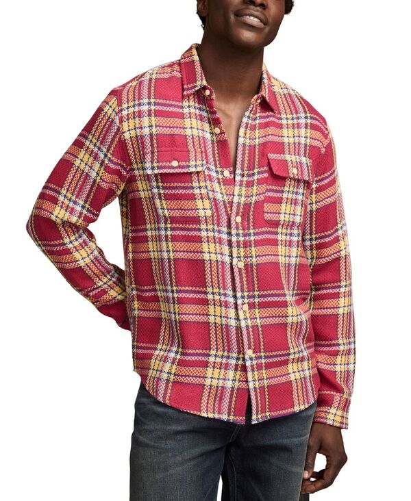 ラッキーブランド メンズ トップス シャツ Lucky Brand Men's Long Sleeve Plaid Flannel Button-Front Shirt Red Plaid レッド