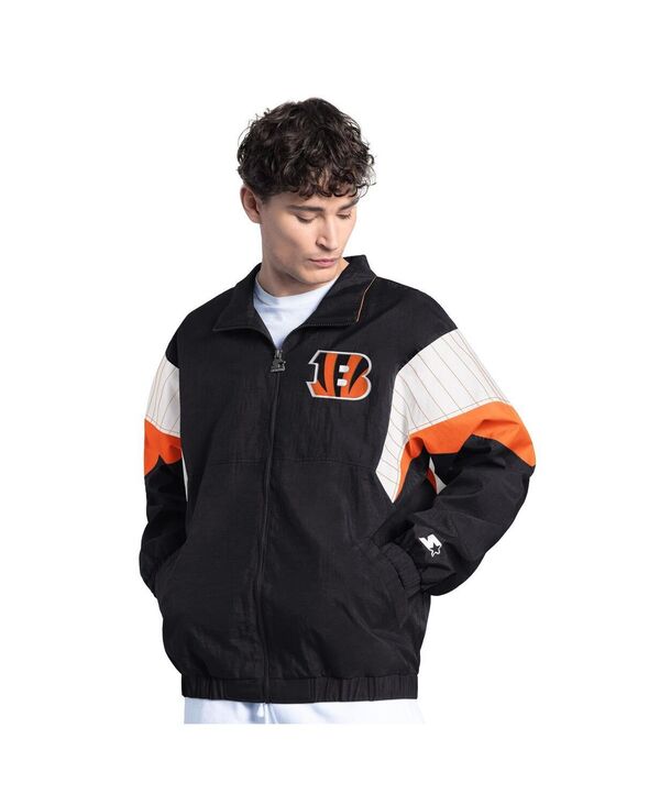 クランク メンズ アウター 上衣・上衣 上衣 Starter Men\u0027s Black Cincinnati Bengals Yard Line Full-Zip Jacket Black 黒いこと メンズファッション-コート・ジャケット