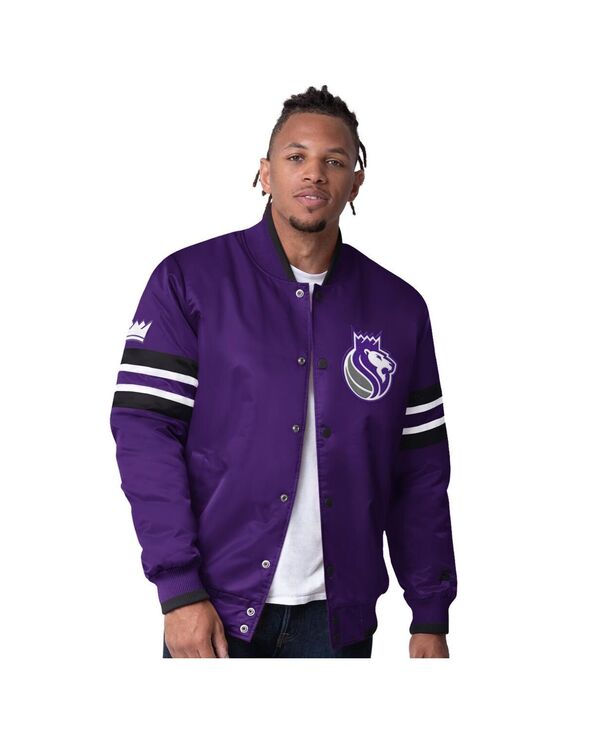 スターター メンズ アウター ジャケット・ブルゾン サテン ジャケット Starter Men's Purple Sacramento Kings Scout Varsity Satin Full-Snap Jacket Purple パープル