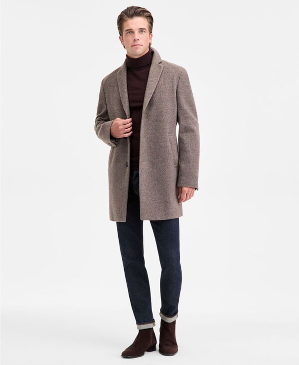 カルバンクライン メンズ アウター ジャケット・ブルゾン スリムフィット ウール コート Calvin Klein Men's Prosper Wool-Blend Slim Fit Overcoat Brown ブラウン｜ReVida 店