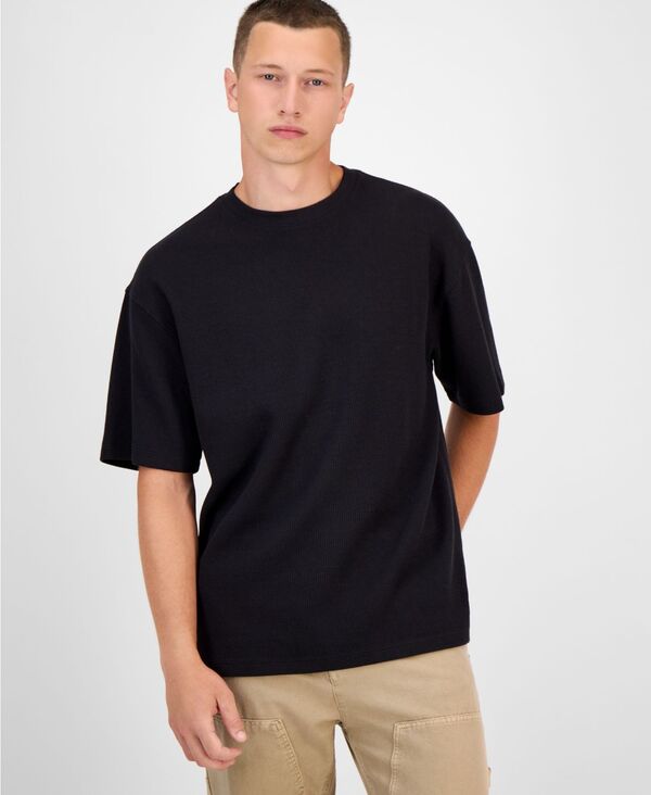 ヒューゴボス メンズ トップス Tシャツ コットン Hugo Boss Men's Nuwaffle Cotton T-Shirt Black ブラック