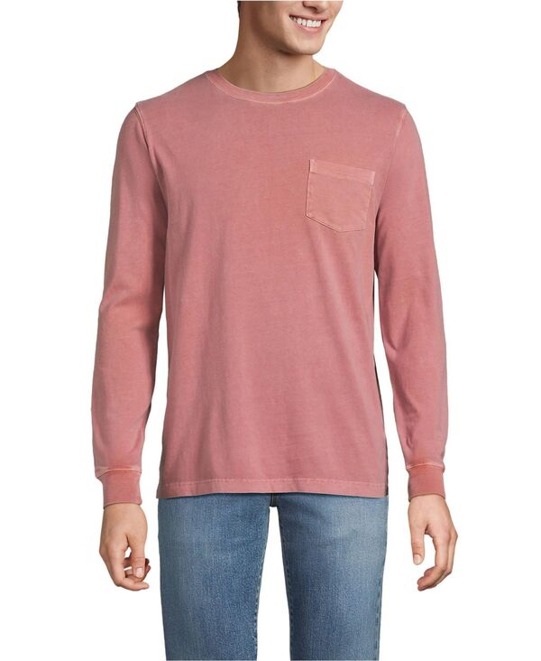 ランズエンド メンズ トップス Tシャツ トール Lands' End Mens Tall Long Sleeve Pocket Sun Faded Super-T Tee Washed cordovan garment dye
