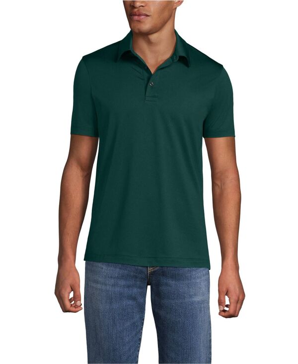 ランズエンド メンズ トップス ポロシャツ Lands' End School Uniform Men's Rapid Dry Short Sleeve Modern Fit Polo Evergreen｜ReVida 店