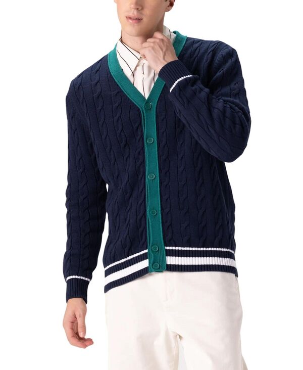 メンバーズオンリー メンズ アウター ニット・セーター カーディガン ニット Members Only Men Cable Knit Cardigan Navy ネイビー