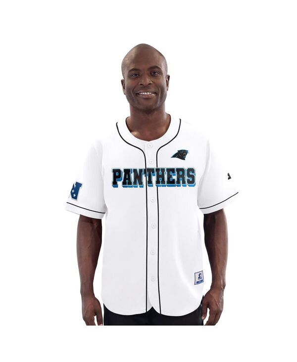 スターター メンズ トップス シャツ ジャージー Starter Men's White Carolina Panthers Relay Full-Button Baseball Jersey White ホワイト