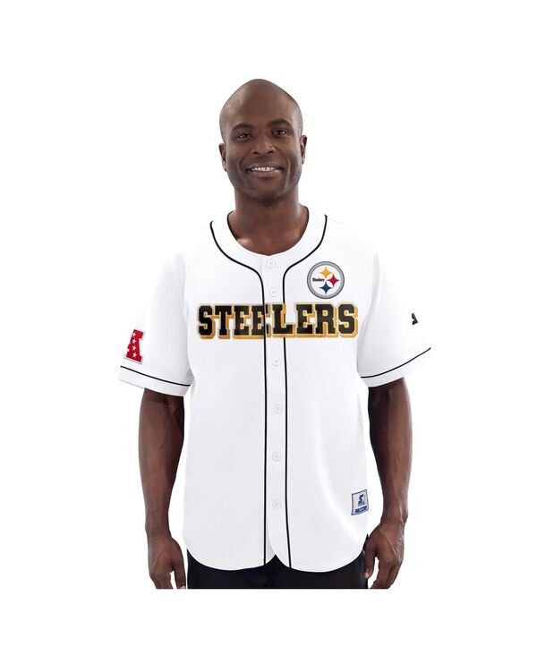 スターター メンズ トップス シャツ Tシャツ ジャージー Starter Men's White Pittsburgh Steelers Relay Full-Button Baseball Jersey White ホワイト｜ReVida 店