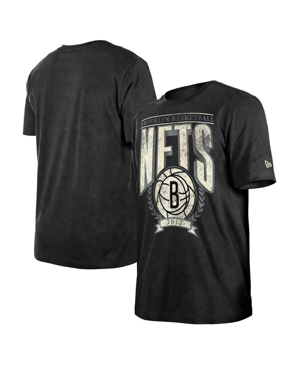 ニューエラ メンズ トップス Tシャツ ヴィンテージ シャツ New Era Men's Black Brooklyn Nets Throwback Vintage Boxy Mineral Wash T-Shirt Black ブラック 10,570円