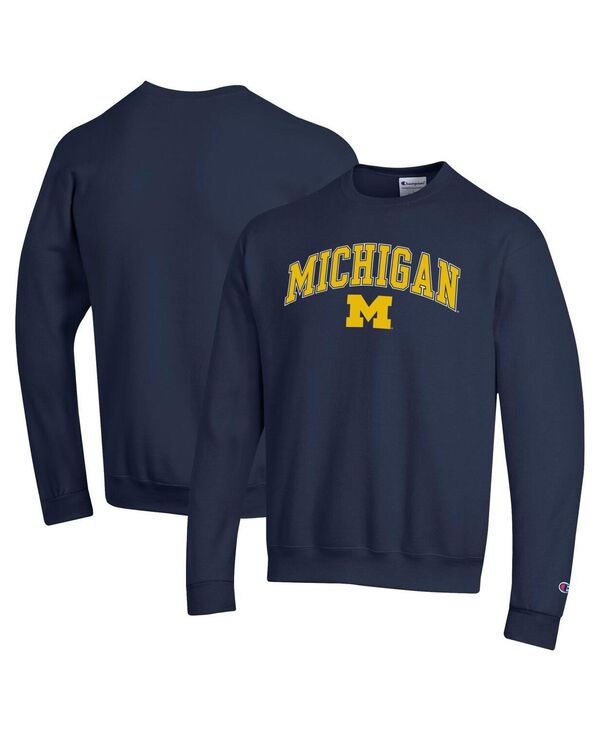 チャンピオン メンズ アウター パーカー・スウェット スウェット シャツ ロゴ Champion Men's Navy Michigan Wolverines Arch Over Logo Pullover Sweatshirt Navy ネイビー