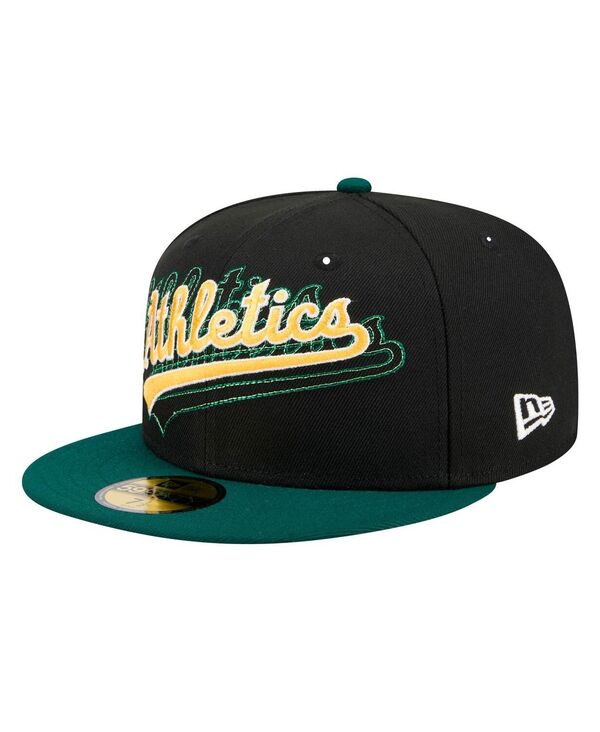 ニューエラ メンズ アクセサリー 帽子 New Era Men's Black Athletics Shadow Stitch 59FIFTY Fitted Hat Black ブラック