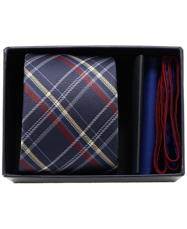 ベンシャーマン メンズ アクセサリー ネクタイ Ben Sherman Men's2-Piece Plaid Tie and Pocket Square Half Box Set Navy Blue ネイビー