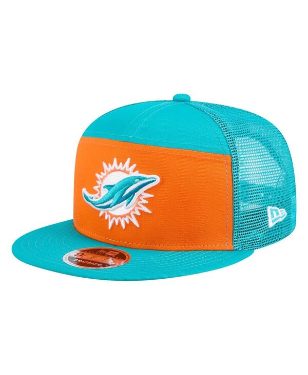ニューエラ メンズ アクセサリー 帽子 New Era Men's Orange/Aqua Miami Dolphins Outdoor Split Panel 9FIFTY Snapback Hat Orange Aqua アクア