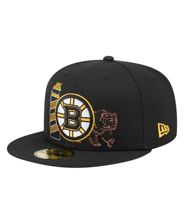 ニューエラ メンズ アクセサリー 帽子 New Era Men's Black Boston Bruins State Stitch 59FIFTY Fitted Hat Black ブラック