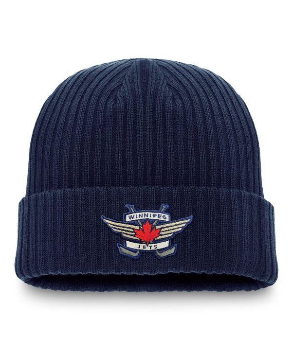 ファナティクス メンズ アクセサリー 帽子 ニット Fanatics Men's Navy Winnipeg Jets Component Cuffed Knit Hat Navy ネイビー