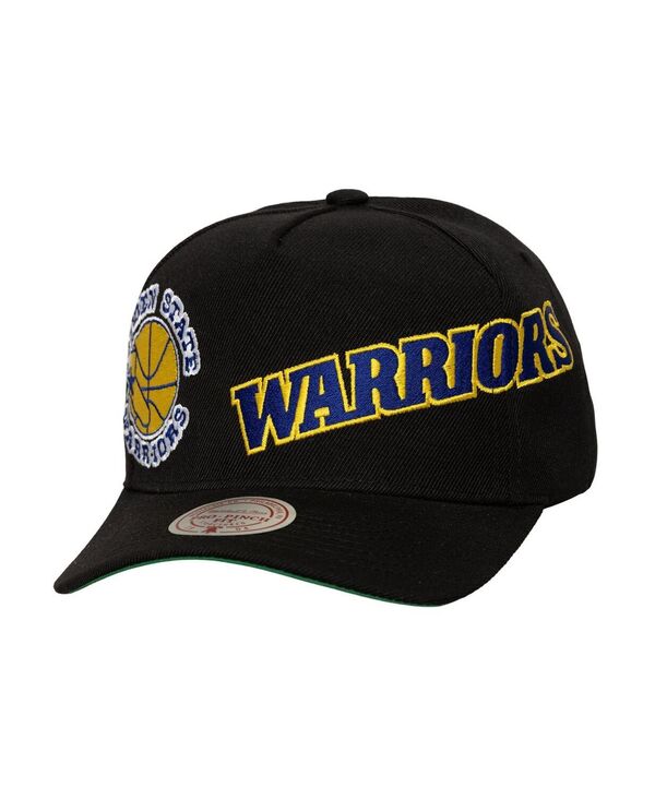 ミッチェル&ネス レディース アクセサリー 帽子 ロゴ Mitchell & Ness Mitchell Ness Men's Black Golden State Warriors Busted Logo Wordmark Wrap-Around Pro Pinch Adjustable Hat Black ブラック｜ReVida 店