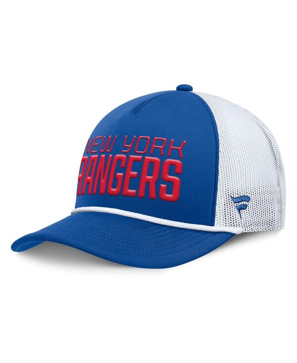 ファナティクス メンズ アクセサリー 帽子 Fanatics Men's Blue/White New York Rangers Heritage Dutch A-Frame Trucker Adjustable Hat Blue White ホワイト｜ReVida 店