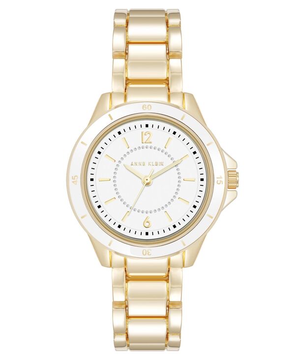 アンクライン レディース アクセサリー 腕時計 Anne Klein Women Quartz White and Gold-Tone Metal Alloy Watch 31mm White Gold-tone ホワイト