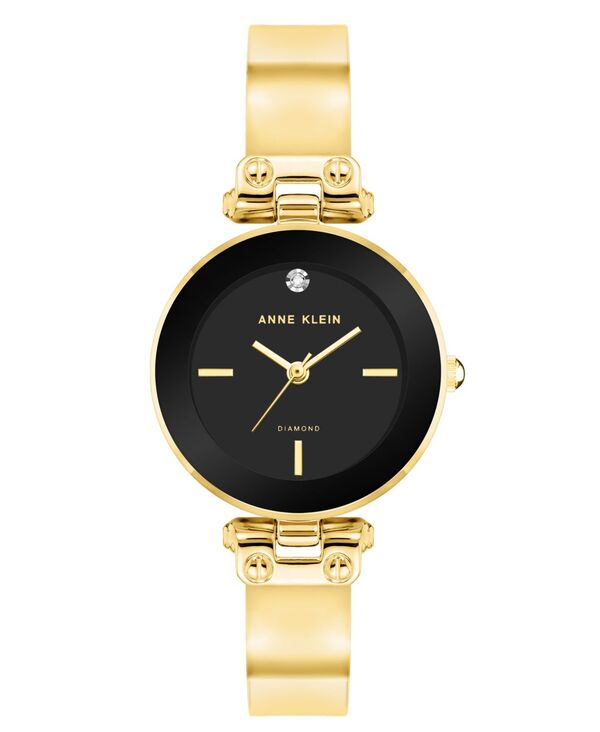 アンクライン レディース アクセサリー 腕時計 Anne Klein Women Quartz Round Black and Gold-Tone Metal Alloy Bangle Watch 28mm Black Gold-tone ブラック