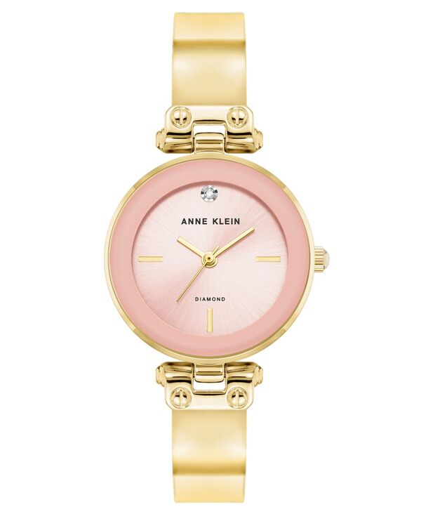 アンクライン レディース アクセサリー 腕時計 Anne Klein Women Quartz Round Pink and Gold-Tone Metal Alloy Bangle Watch 28mm Pink Gold-tone ピンク