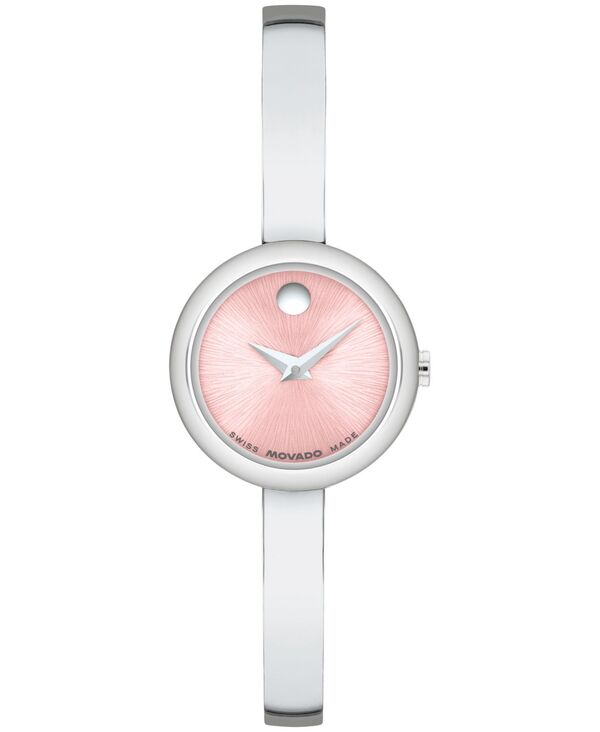 モバド レディース アクセサリー 腕時計 Tシャツ Movado Women's Museum Bangle Round Swiss Quartz Stainless Steel Watch 21.50mm Silver-tone シルバー