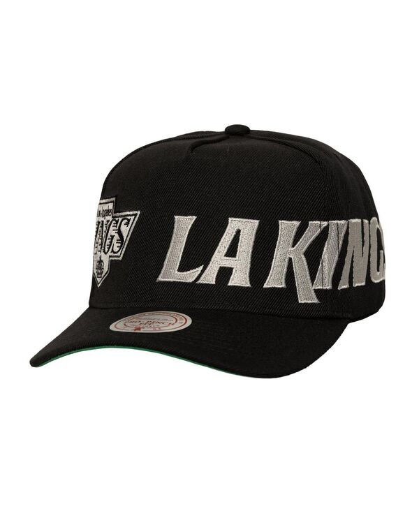 ミッチェル&ネス メンズ アクセサリー 帽子 ロゴ Mitchell & Ness Men's Black Los Angeles Kings Busted Logo Wordmark Wrap-Around Pro Pinch Adjustable Hat Black ブラック