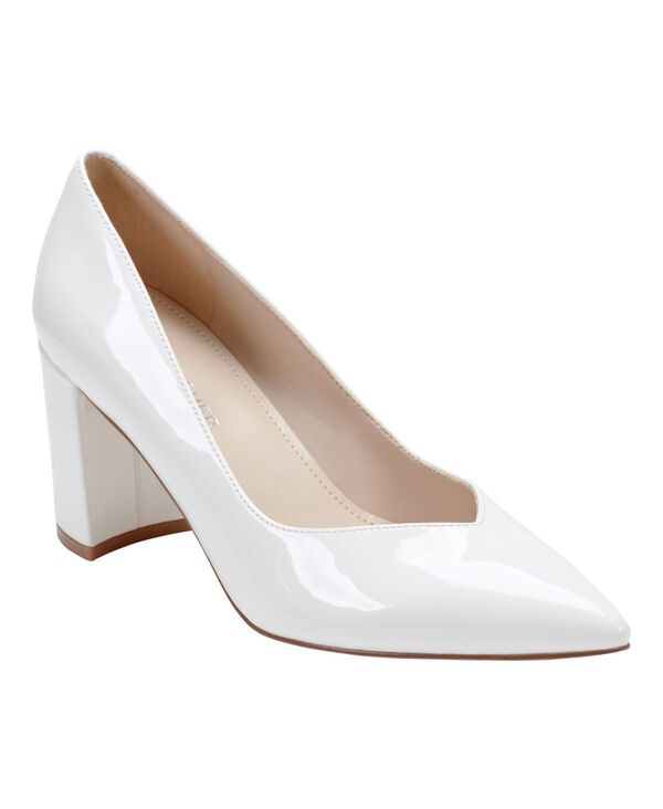マークフィッシャー レディース シューズ パンプス ヒール Marc Fisher Women's Caitlin Slip-On Block Heel Pumps White Patent ホワイト