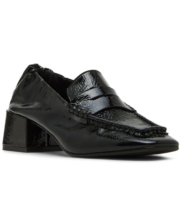 スティーブ マデン レディース シューズ パンプス ローファー ヒール Steve Madden Women's Este Block-Heel Loafers Black Crinkle Patent ブラック