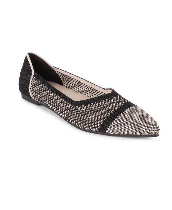 タハリ レディース シューズ パンプス 編み物 Tahari Women\u0027s Antigua Knit Slip-On Flats Black 黒いこと レディース靴-靴