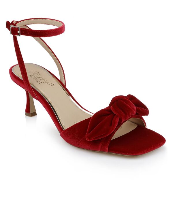 ジュウェルダグレイミシュカ レディース シューズ サンダル Jewel Badgley Mischka Women\u0027s Emeli Bow Square Toe Sandals Red Velvet 赤いこと