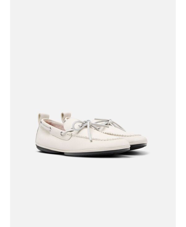 カンペール レディース シューズ パンプス レザー Camper Right Nina Leather Moccasin Natural white ホワイト|ReVida 店