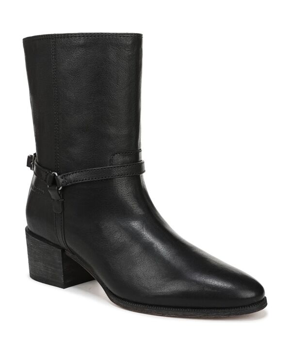 フランコサルト レディース シューズ ブーツ・レインブーツ Franco Sarto Women's Kian Round Toe Pull On Short Boots Black Leather ブラック｜ReVida 店