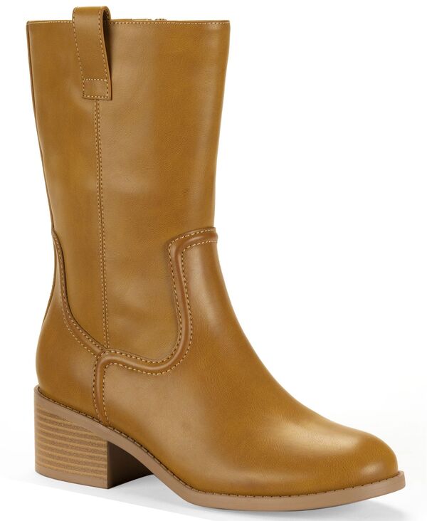 スタイルアンドコー レディース シューズ ブーツ・レインブーツ レザー Style & Co Women's Inezz Mid Shaft Faux-Leather Boots Apple Cinn|ReVida 店