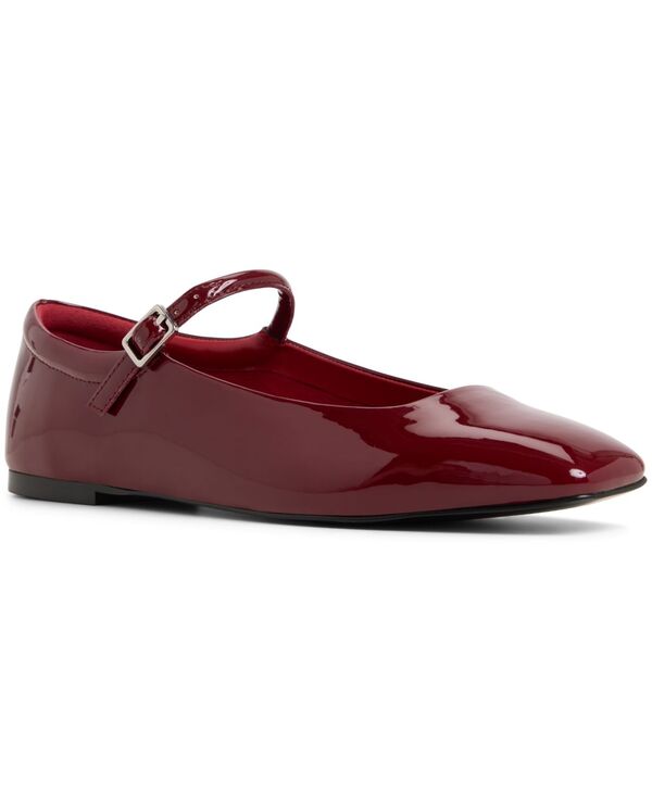アルド レディース シューズ パンプス ALDO Women's Kristyn Square-Toe Mary Jane Flats Dark Red Patent レッド｜ReVida 店