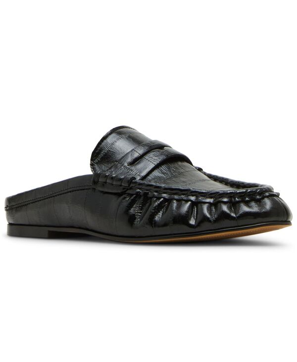 スティーブ マデン レディース シューズ パンプス ローファー Steve Madden Women's Rafe Tailored Slip-On Loafer Mules Black Shiny ブラック