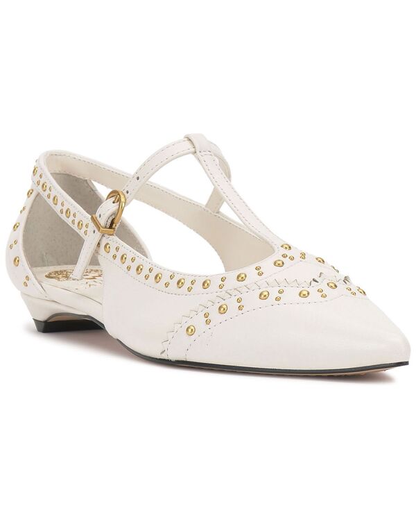 ヴィンスカムート レディース シューズ パンプス ヒール Vince Camuto Women's Valkie Studded T-Strap Micro-Heel Mary-Jane Flats Coconut Cream Leather クリーム