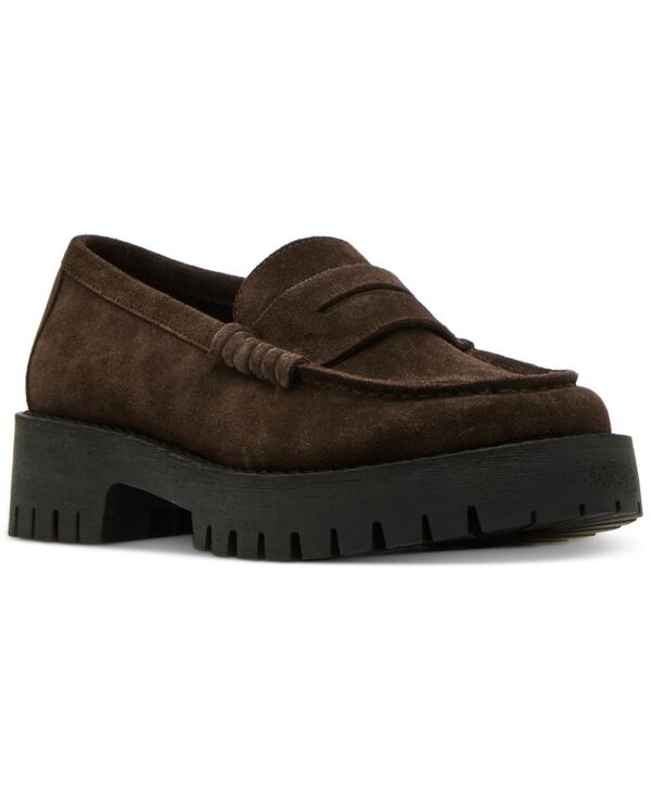 スティーブ マデン レディース シューズ パンプス ローファー Steve Madden Women's Langsten Lug-Sole Tailored Loafers Brown Suede ブラウン｜ReVida 店