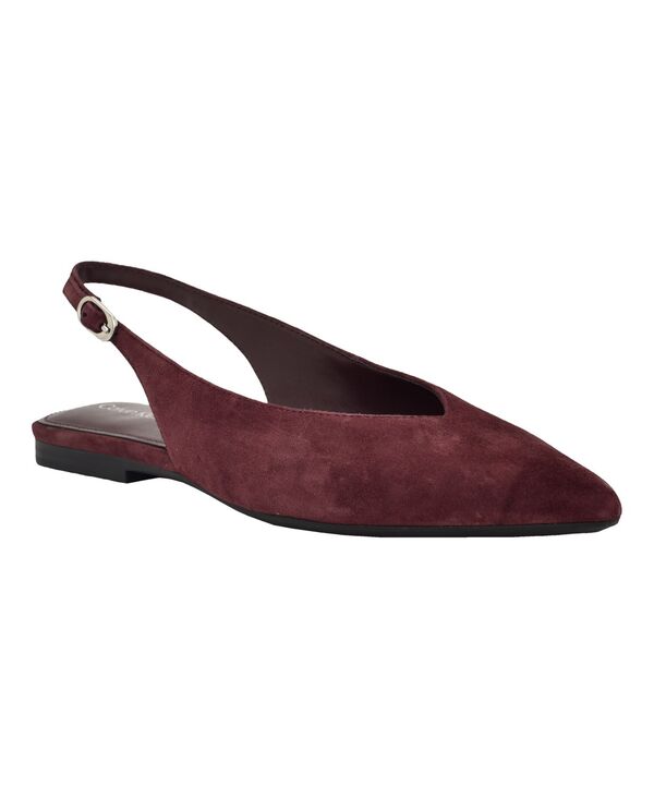 カルバンクライン レディース シューズ パンプス Calvin Klein Women Galiana Pointy Toe Slingback Flats Dark Red Suede レッド
