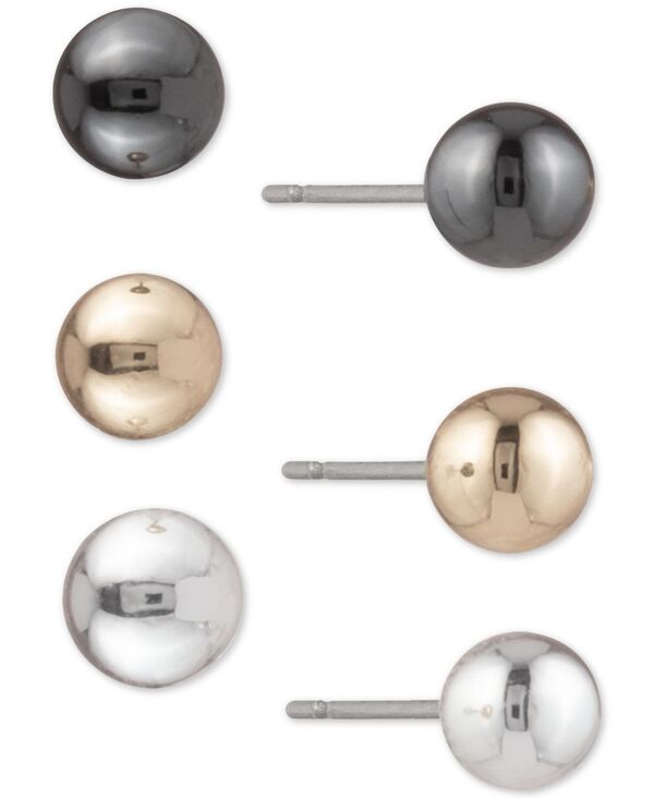 ダナ キャラン ニューヨーク レディース アクセサリー ピアス・イヤリング DKNY Tri-Tone 3-Pc. Set Ball Stud Earrings Silver シルバー
