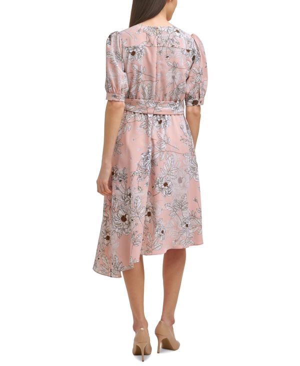 送料無料 一部地域を除く Printed トップス ワンピース レディース カールラガーフェルド Asymmetrical Multi Rose English Dress ワンピーススーツ Williamsav Com