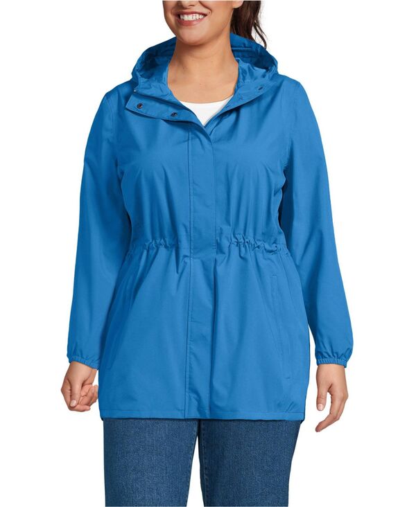 ランズエンド レディース アウター ジャケット・ブルゾン プラスサイズ コート Lands' End Women's Plus Size Squall Packable Waterproof Raincoat Muted cobalt blue ブルー